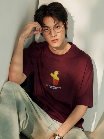 植絨仙人掌盆栽短T