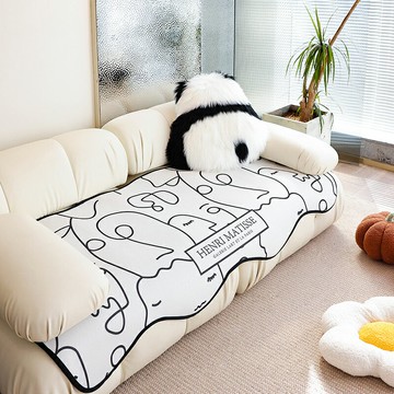 北歐ins時尚素描沙發墊簡約現代黑白沙發坐墊四季通用防滑可水洗