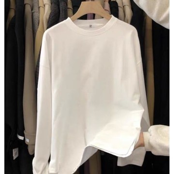 (免運)秋冬新疆棉圓領白色長袖t恤女寬松棉質德絨衛衣內搭打底衫女上衣