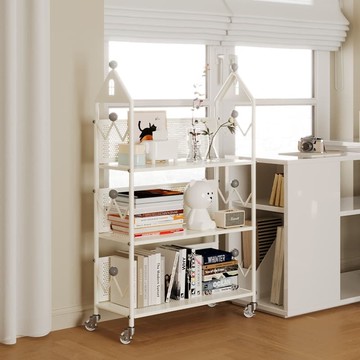 48H出貨！書架城堡落地置物架可移動帶耣兒童小書柜繪本收納架閱讀架書報架