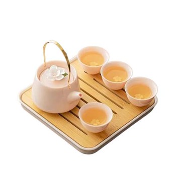 粉色功夫茶具套裝家用陶瓷提梁壺茶壺喝茶杯女生專用輕奢一壺四杯