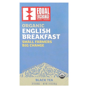 Equal Exchange, 有機英式早餐紅茶，20 包茶包，1.41 盎司（40 克）