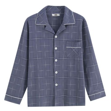 單件男睡衣上衣秋冬季加厚純棉長袖男睡衣春秋天中老年全棉男睡衣