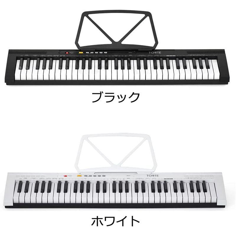 TORTE トルテ 電子キーボード 61鍵盤 日本語表記 300ボイス 軽量スリム設計 初心者向け TSDK-61 WH (譜面立て 電源ア