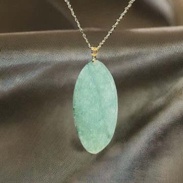 【願‧無事】冰飄花無事牌項鍊18K墜頭 | 天然緬甸翡翠A貨 | 送禮