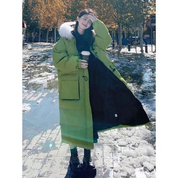牛油果綠羽絨棉服女冬季2025新款韓系高級感寬松加厚保暖棉衣外套