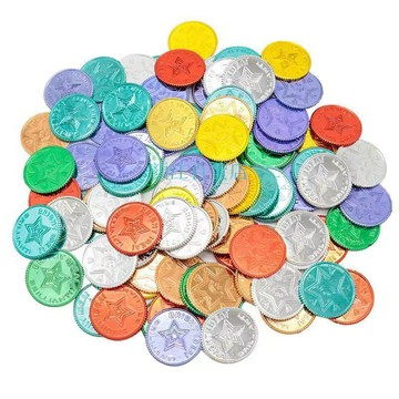 🔥蝦皮優選📣兒童海盜金幣七彩色倖運幣願望幣道具聖誕節活動遊戲五角星幣玩具