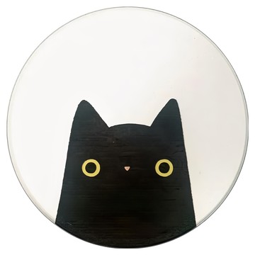 FUJI-GRACE 富士雅麗 貓咪天然珪藻土杯墊  黑貓  直徑10.3 x 厚度 0.7cm  1個