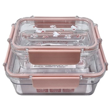 Hello Kitty 凱蒂貓 TRITAN 密封保鮮盒二件組  1組  450ml + 1L