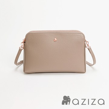 aziza ELSIE三層斜背貝殼包-大 午茶駝