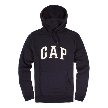 美國百分百【全新真品】GAP 帽T 上衣 外套 長袖 連帽 LOGO 貼布 深藍 現貨 男 XS號 E462