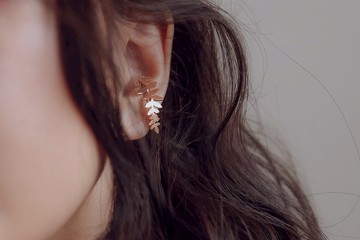 PURE系列 - 羽葉 古金色 & 正白K色 & 玫瑰金色 * 耳夾