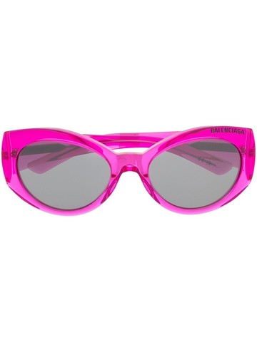 Balenciaga Eyewear - debossed-logo cat-eye sunglasses - women - Acetate - 57 - Pink