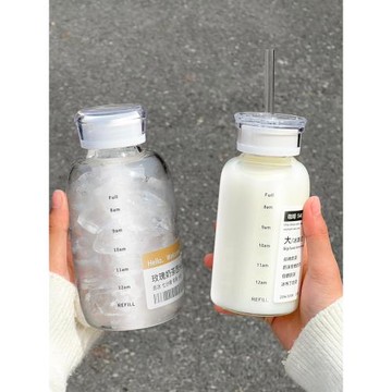 水杯杯子玻璃杯2025新款女大容量吸管杯透明咖啡杯便攜牛奶杯學生
