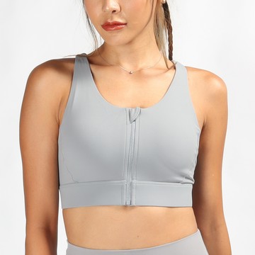 中強度前拉鍊四線美背瑜珈/運動/機能內衣【可換襯墊/上下一致】*