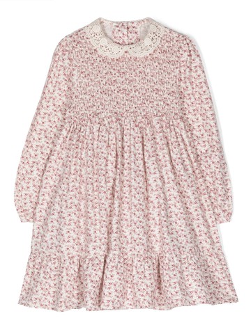 Ralph Lauren Kids - floral-print ruched dress - kids - Cotton/Polyester/Elastane - 4 - White