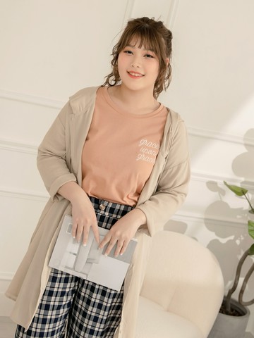 純色排釦連帽寬鬆長版上衣外套