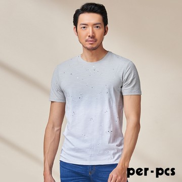 per-pcs 低調沉穩棉料圓領T_灰白(PS1567)