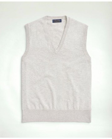 Brooks Brothers Men's Supima Cotton Sweater Vest | Grey | Size Medium