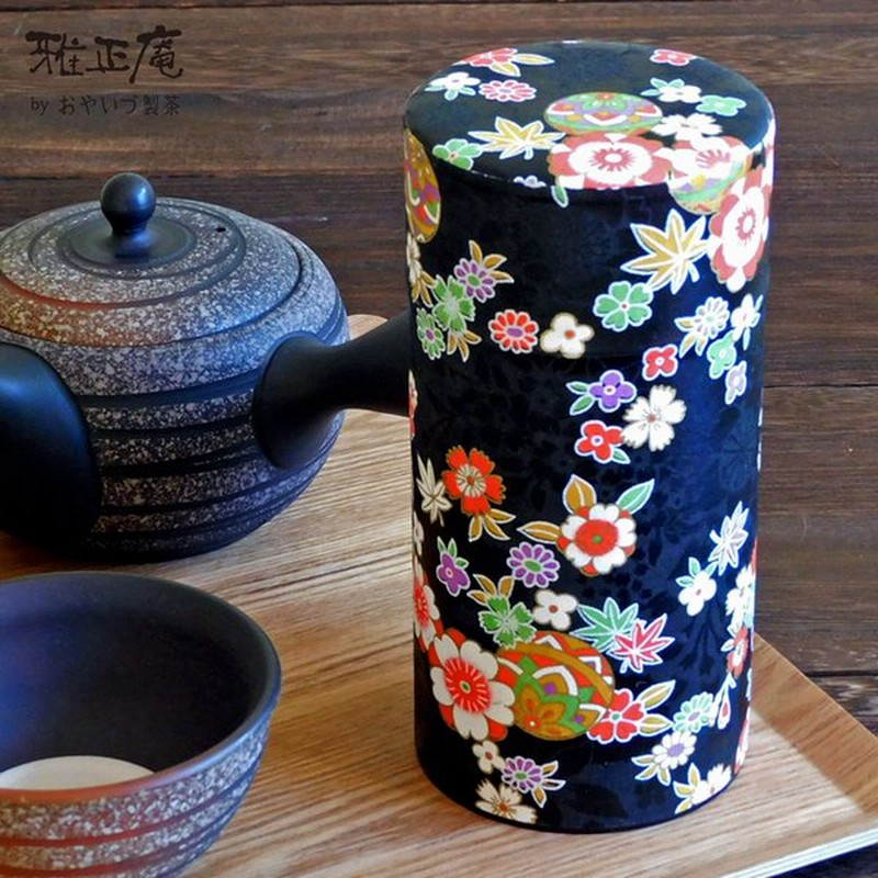 保存容器 お茶 茶缶 和紙貼り 花寄せ缶 黒 0gサイズ 茶筒 和貼 お茶缶 お茶 緑茶 茶葉 雑貨 おしゃれ かわいい 小物入れ お土産 贈り物 通販 Lineポイント最大get Lineショッピング