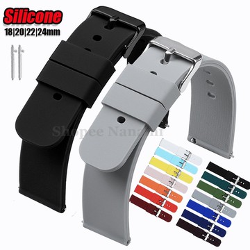 18 毫米 20 毫米 22 毫米 24 毫米矽膠運動錶帶快速釋放通用智能錶帶柔軟防水橡膠手鍊男士女士腕帶