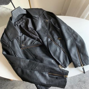 特價回饋！高性價比帥氣顯瘦機車水洗柔軟pu短款皮衣外套夾克女春