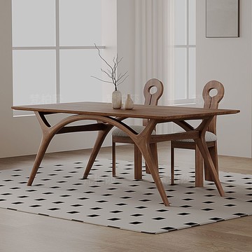 公司貨 超低價 侘寂中古風餐桌椅組合北歐簡約白蠟木小戶型桌椅方形實木家用飯桌 快速發貨