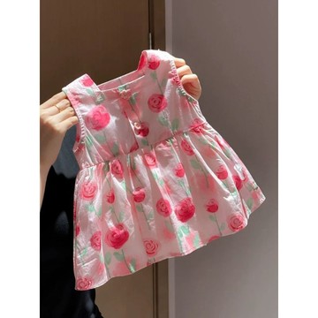 Mini baby🌷女童甜美花朵連衣裙夏季女寶寶無袖背心裙可愛公主裙
