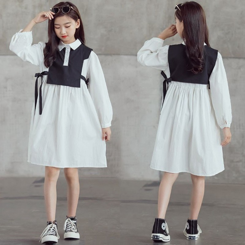 切り替えワンピース 韓国子供服 子ども服 キッズ 女の子 ワンピース 切り替え リボン 柄 無地 長袖 春 秋 冬 ジュニア 小学生 中学生 通販 Lineポイント最大get Lineショッピング