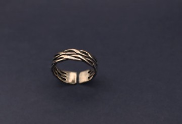 編織系列-雙麻花開口925銀戒