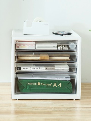 辦公桌置物架 壓克力A4紙文件櫃桌面收納盒抽屜式置物架辦公桌整理盒文具收納櫃『XY16761』