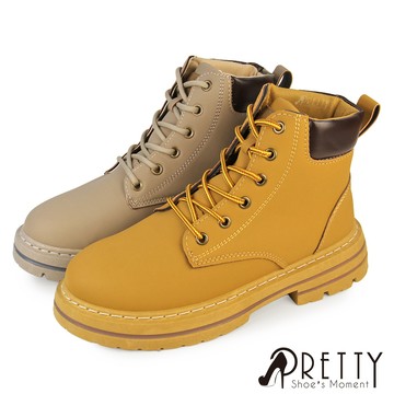 【Pretty】男 短靴 黃靴 工程靴 馬丁靴  綁帶靴 厚底  短筒BA-10209