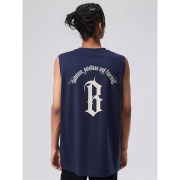 BONELESS美式弧形基礎字體logo印花運動籃球背心潮牌男無袖T恤