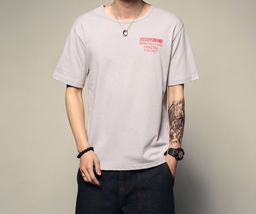 FINDSENSE H1 2018 夏季 新款 日本 字母印花  加肥大碼寬鬆 舒適透氣  圓領T恤 短袖 時尚潮男上衣