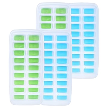 單顆取按壓式附蓋制冰盒(1組4入)(半餅形)  藍色+ 綠色  26.5 x 12 x 2.6cm  1組