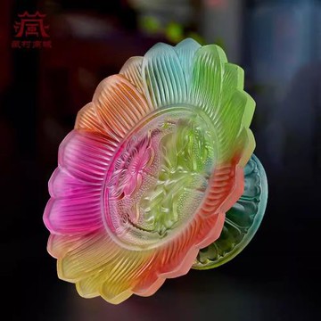供果盤琉璃用品果盤蓮花供盤佛具水果盤擺件家用七彩托盤