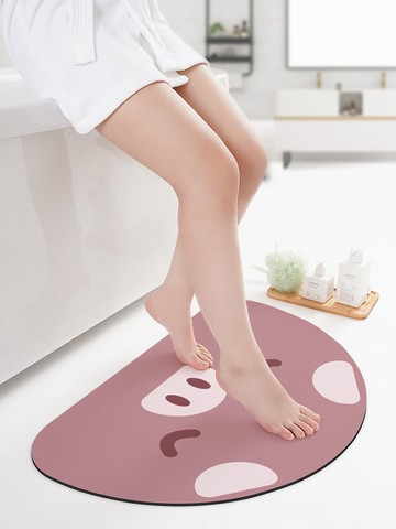 小豬家用純色硅藻泥地墊浴室衛生間麂皮絨防滑吸水速干腳墊門墊