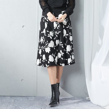 CLL巧玲瓏 暗色剪影花卉中長裙 3179009