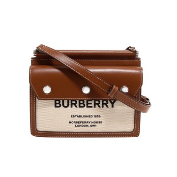 Burberry 8014611 Title Horseferry 小款帆布泰爾勒斜背包 棕色