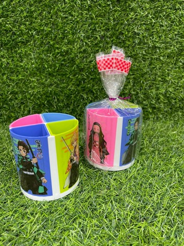 大賀屋 台灣製 鬼滅之刃 圓形筆筒 筆筒 旋轉筆筒 筆架 收納架 牙刷筒 桌上收納盒 炭治郎 正版 T00120857