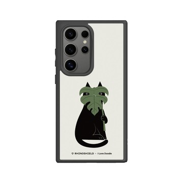 Galaxy S24 Ultra SolidSuit 黑 - ilovedoodle (Lim Heng Swee) - Cat and Plant - 龜背芋
