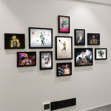 現代客廳掛墻裝飾畫組合照片墻相框NBA庫里體育明星宿舍海報墻貼