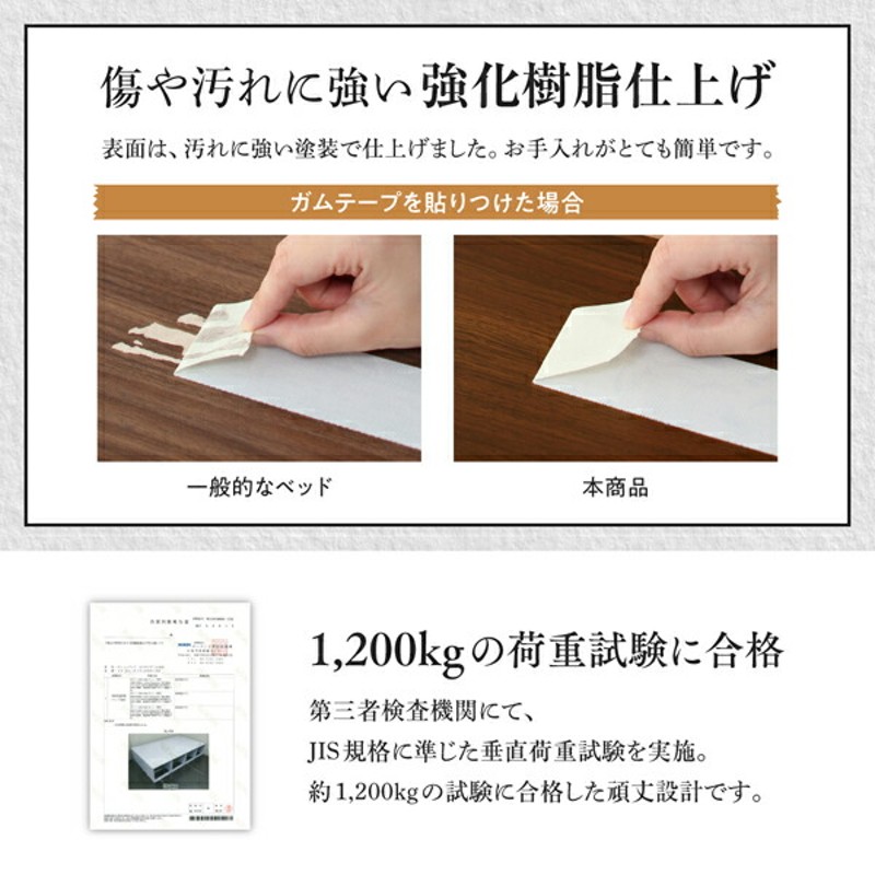 衣装ケースも入る大容量デザイン収納ロングサイズベッド 引き出し4杯