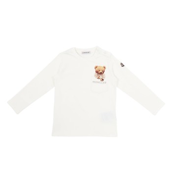 Moncler Enfant Kids 小熊印花白色長袖 T-Shirt