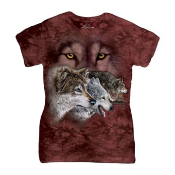 摩達客-美國進口The Mountain 尋九狼群 短袖女版T恤