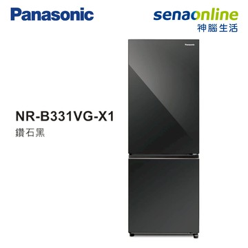 Panasonic NR-B331VG-X1 325L 雙門玻璃冰箱 鑽石黑