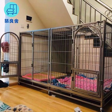 免運 狗籠 狗圍欄 籠子 折疊狗籠 寵物籠子 狗柵欄 寵物籠具 狗籠子大型犬兩只狗狗籠子雙人間帶隔斷家用雙門狗籠阿拉斯加狗籠【附發票】 工廠直銷 全館折扣/特惠 店長優選 zl5328