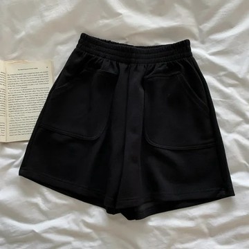 【林木木】休閒短褲 運動短褲  高腰短褲 運動短褲女 黑色短褲 寬鬆短褲 日系短褲 彈性短褲 居家短褲 女生運動短褲
