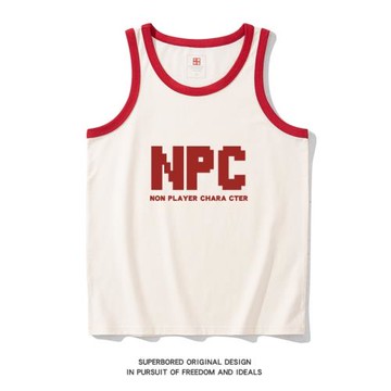 【NPC非玩家】夏季趣味搞笑復古背心寬松休閑無袖t恤打底衫坎肩
