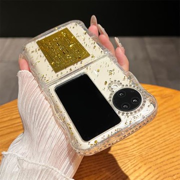 oppofindn3flip手機殼防摔波浪軟邊Find N3Flip新款日進斗金保護套全包n2flip超薄透明折疊屏外殼5G創意適用